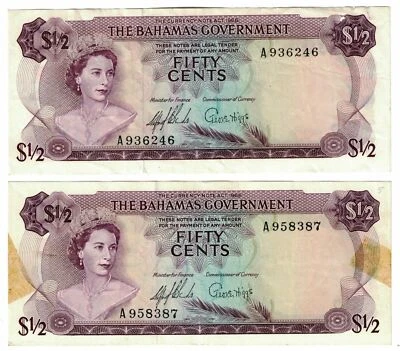 1968 THE BAHAMAS GOVERNMENT $1/2 LOT OF TWO FIFTY CENTS NOTE - Image 1 of 2