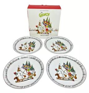 Williams Sonoma Grinch Porcellana Piatti da Dessert 9" Set 4 Scatola Ha Usura Di Conservazione - Foto 1 di 10