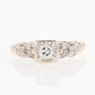 .27ctw Diamond Solitaire with Accents Engagement Ring 14k Multi-Tone Gold Size 7 - Image 1 of 4