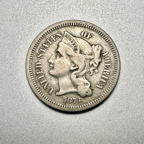 1873  OPEN 3  3 CENT NICKEL   NICE DETAIL    SEMI KEY DATE   #3226 Cover