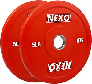 NEXO 5LB Red Rubber Bumper Plate Pair - Premium Matte Finish 2X 5LB Cross Traini - Picture 1 of 7