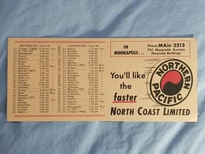 NORTHERN PACIFIC RAILROAD Advertising INK BLOTTER Timetable North Coast Limited - Picture 1 of 6
