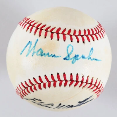 Warren Spahn & Eddie Matthews Signed Baseball Braves - COA JSA - Image 1 of 4