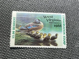 1988 West Virginia State Wood Duck Stamp - Mint OG NH - Picture 1 of 2