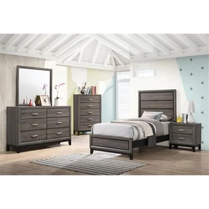 Coaster Watson 4-piece Twin Panel Wood Bedroom Set Gray Oak Finish - Picture 1 of 6