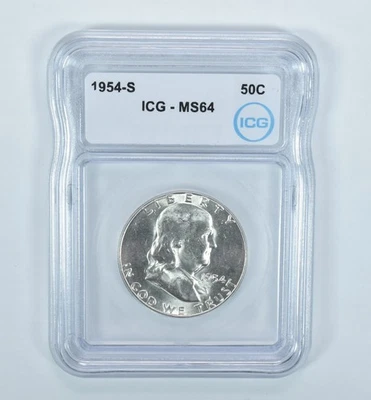 1954-S Franklin Half Dollar MS64 ICG *9383 - Image 1 of 4
