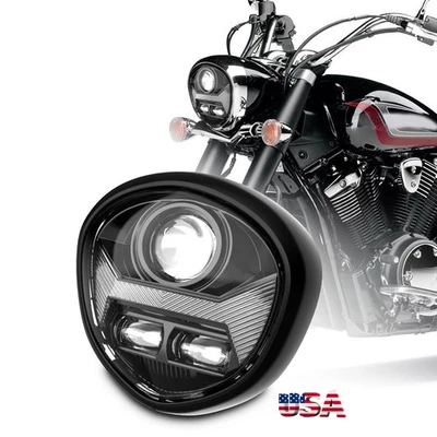DOT Projector LED Headlight Halo DRL Plug&Play For Yamaha V STAR 1300 XVS 1300CT - Image 1 of 4
