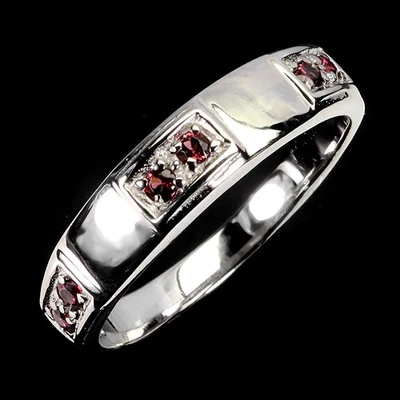 925 Sterling Silver Ring Round Rhodolite Garnet Natural Gemstone Jewelry Size 7 - Image 1 of 4