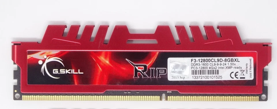 G.Skill RipJawsX rot 4 GB (1x4GB) F3-12800CL9D-8GBXL DDR3-1600 RAM (#30197) - Bild 1 von 1