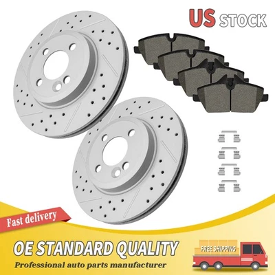 前钻制动转子陶瓷垫适用于 2007 2008 2009 2010 - 2013 Mini Cooper — 第 1/4 张图片