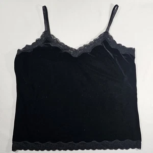 Coldwater Creek Womens Lace Cami Top Size L Y2K Velvet Romantic Soft Stretch - Picture 1 of 14