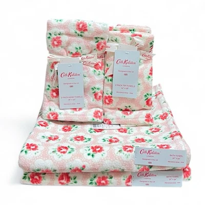 Cath Kidston Provence Rose Pink Bathroom Towel Set of 6 Vintage Inspired - Image 1 of 4