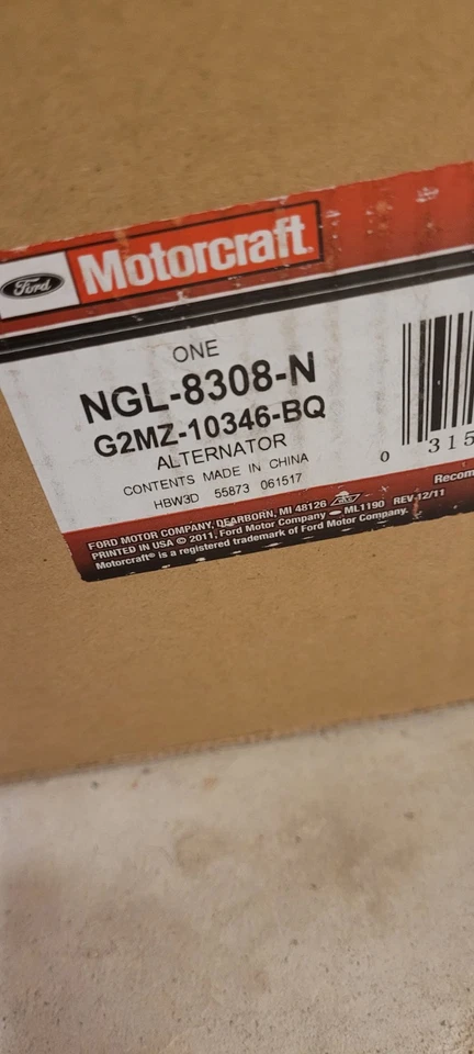 Alternador Motorcraft original Ford OEM NGL 8308 N, G2MZ-10346-BQ Foto 1 de 1