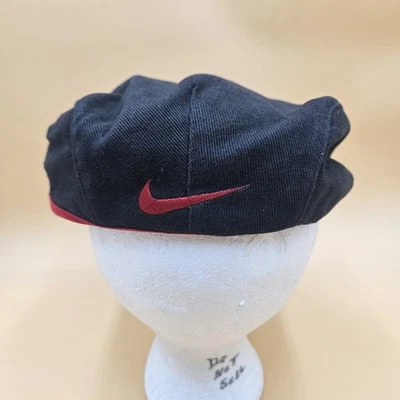 Deadstock 90's Nike Newsboy Beret Hunting Golf Cap Black Red EUC S9CCH Large - Image 1 of 4