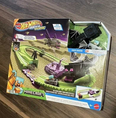 Hot Wheels Minecraft Ender Dragon vs Steve Diecast Playset 2025 NEW - Image 1 of 3