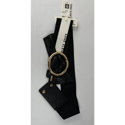Cinturón Anne Klein Mujer Elástico Negro Dorado Hebilla Pequeño/Mediano Arco NUEVO Foto 1 de 4