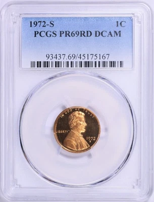 1972 S Lincoln Cent PCGS PR70 DCAM RED - Image 1 of 2