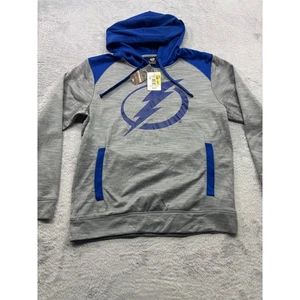 Tampa Bay Lightning NHL Performance Hoodie Gray Blue Size M Pullover Athletic - Picture 1 of 6