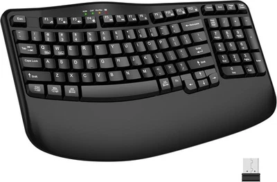 Ergonomic Wireless Keyboard with Wrist Rest, Wave Keys, 2.4GHz Full Size K399 - Image 1 of 4