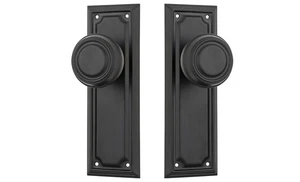 "EDWARDIAN"-DOOR KNOB SET-MATT BLACK PAIR + lock options-TRADCO-HAMPTONS STYLE - Picture 1 of 17