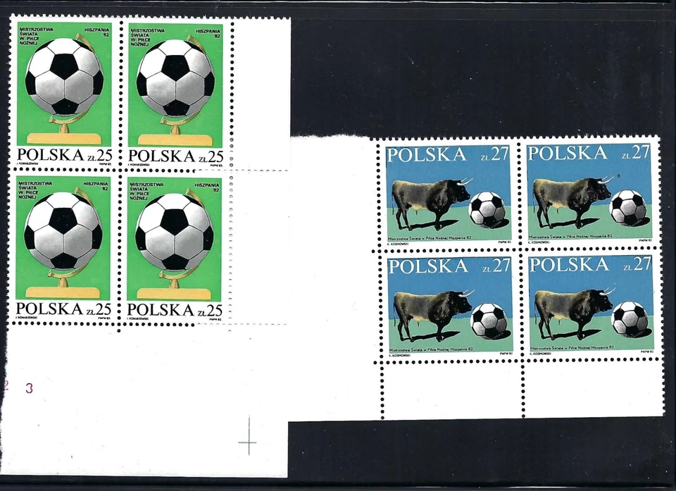 POLÔNIA - 2521-2522 - MNH - 1982 - COPA DO MUNDO, BLOCO ESPANHA de QUATRO - Imagem 1 de 1