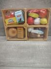 Melissa & Doug Food Groups 21 Hand Painted Wooden Pieces & 4 Crates Brand New