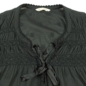 Blusa Odd Molly 2-M Negra Algodón Tejido Elástico Corbata Top Bordada 329 Mediana - Imagen 1 de 12