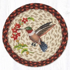 Trivets (Set of 2) Hummingbird Braided 10 in Jute Round Tablemats Wildlife Decor - Picture 1 of 1