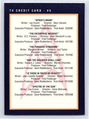 Tarjeta de crédito Impel Star Trek 1991 - #287 TV #5 Foto 1 de 2