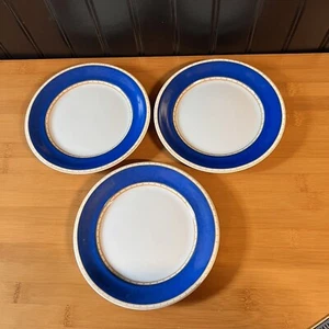 3 Royal Copenhagen Bread & Butter Plate Liselund Dark Blue Gold Net Trim 617 NWT - Picture 1 of 6