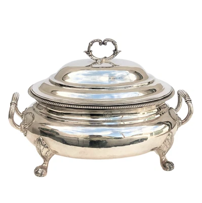 Geo III Sterling Tureen 1819 por J. Angell I para el almirante Sir David Milne 112 t oz Foto 1 de 4
