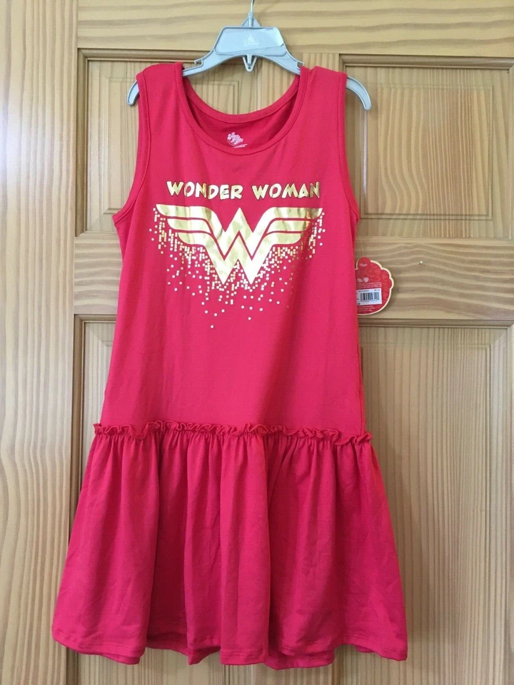 Nuevo Vestido DC Comic Mujer Maravilla Niñas Rojo Suave Foto 1 de 1