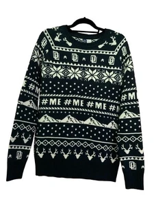 Divided H&M Sweater Medium Navy/White Christmas Snowflakes Reindeer Acrylic/Wool - Picture 1 of 5