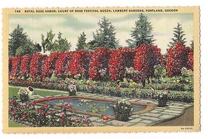 ROYAL ROSE ARBOR Court Festival Queen Lambert Portland OREGON Postcard OR Linen - Picture 1 of 2