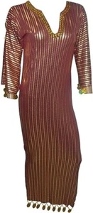 Belly Dance ( Dark Red X Gold ) Nancy Stretchy Dress Galabeya Costume Baladi - Picture 1 of 4