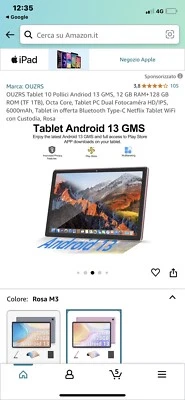 Tablet Android 13 Mai Usato Colore Rosa Con Mouse Tastiera E Due Cover . - Immagine 1 di 4