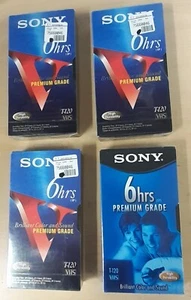 FOUR Sony 6 Hour T-120 Premium Grade Blank Recordable VHS Video Tapes Sealed - Picture 1 of 4