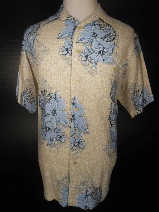 Camisa Tropical Para Hombre Grande Marc Edwards Azul Floral Manga Corta Botón Lavable Foto 1 de 4