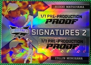 Hideki Matsuyama Collin Morikawa 1/1 2022 Hoja Vibrance Prueba de Preproducción - Imagen 1 de 2