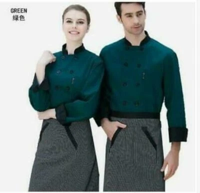 New Unisex Chef Jacket Coat Restaurant Hotel Work Uniform Long Mesh Sleeves DIW - Image 1 of 4