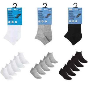 5/10 Paar Jungen Sneaker Liner Baumwolle Socken Absatz hell 9-12-3,5-4-6 Schuhgröße UK - Bild 1 von 13
