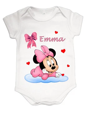 DE SI JOLIES CHOSES Baby Body Minnie süß personalisiert mit Vornamen Ref 09
