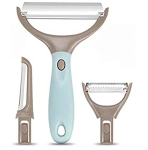 Trio Peeler Blue Julienne Stainless Steel  Vegetable Peeler With 3 Attachments - Picture 1 of 9