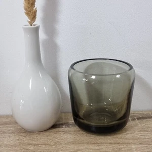 1970s? Mid Century Modern Smokey Brown Glass Vase Vessel Coloured Glass - Picture 1 of 7