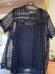 George (Asda) Black Open Weave Ruffle Top & Undervest Size 18 BNWT - Picture 1 of 9