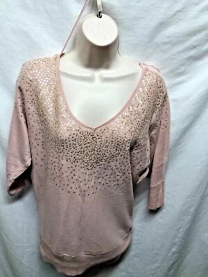 Suéter Elle Mujer Talla XS Rosa con Bling Manga 3/4 Cuello Mezcla Algodón Foto 1 de 4