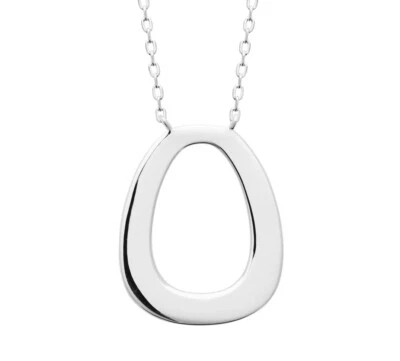 Collana In Argento 925/000 Rodio - Pendente A Forma Di Goccia Ajouré Bordo Largo - Immagine 1 di 4