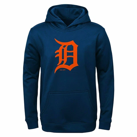 Detroit Tigers Youth Kids Pullover Hoody Performance Sweatshirt - Navy Cover