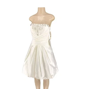 Eliza J Strapless Ivory short ruffle Wedding Dress Rhinestones - Picture 1 of 11