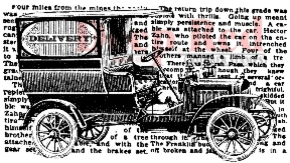 Резиновый штамп темно-красный очень старый винтажный для доставки грузовиков автомобилей - Изображение 1 из 1